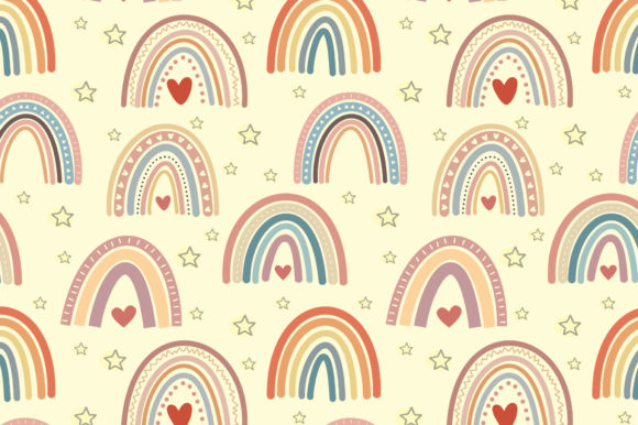 Boho Rainbow Seamless Pattern Repeating