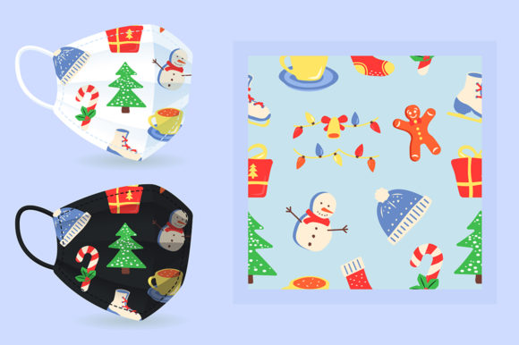 Christmas Pattern Face Mask Mockup