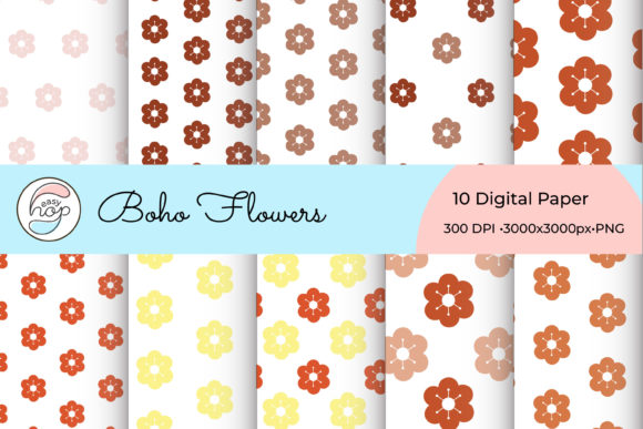 Digital Paper Background Flowers Boho