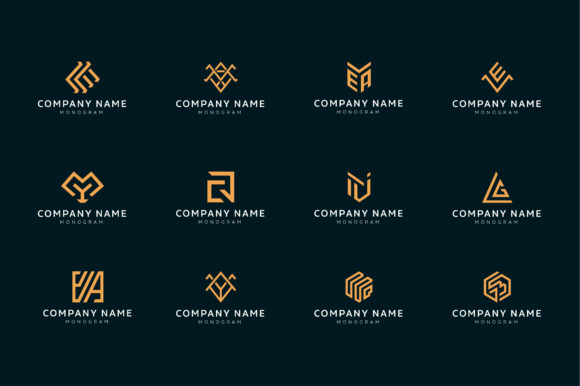 Elevate Your Brand Identity with the 12 Monogram Logo Design Set A