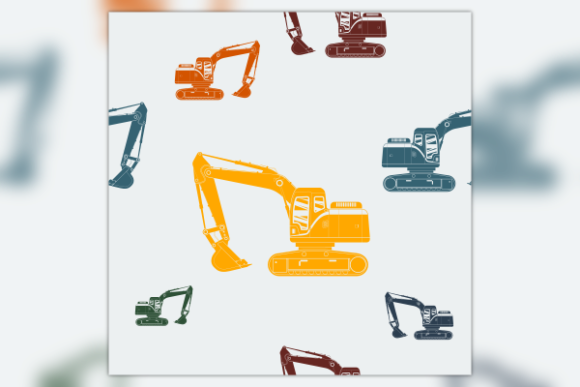 Flat Style Excavator Seamless Pattern: A Versatile Design Resource for Creative and Practical Applications