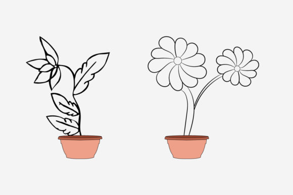 Floral Line Art with Plants Illustration: A Timeless Design Element