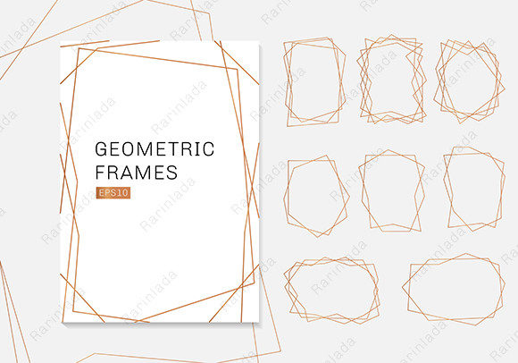 Gold Geometric Polyhedron Frames Luxury
