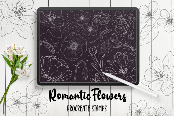 Hand Drawn Flowers Procreate Stamps: Elevating Digital Art with Authentic Handcrafted Detail