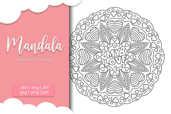 My Love Valentine Mandala Coloring Page: A Versatile Digital Art Design for Creativity and Craft Projects
