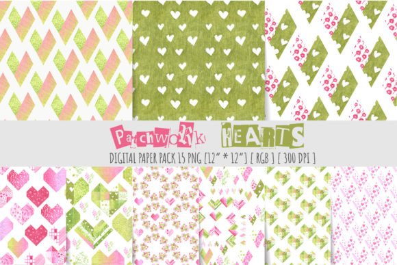 Patchwork Hearts Digital Paper: A Quilted Love Story