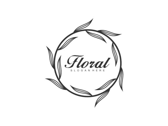 Round Leaves Floral Vector Logo Design