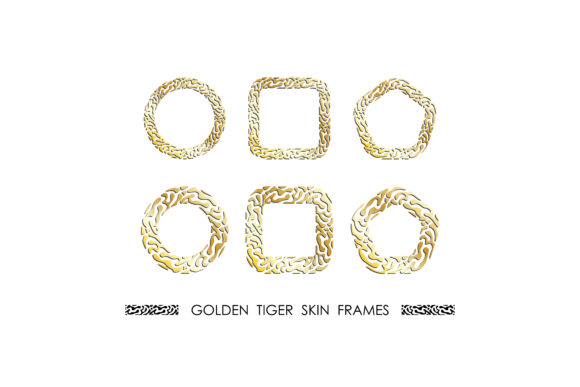 Set of Golden Tiger Skin Frame Round and Square