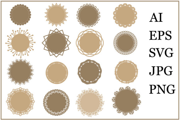 Set of Templates, Frames, Labels, and Stencils in Brown and Black for Creative and Professional Use