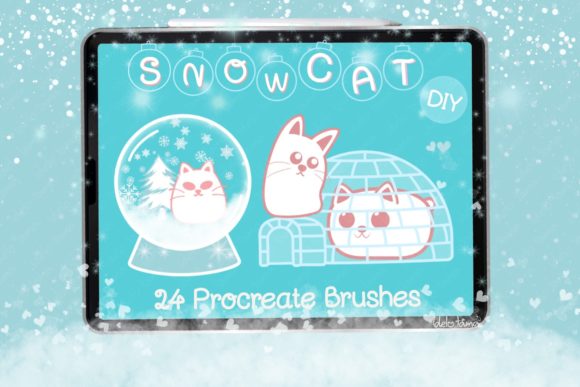 Transform Your Winter Designs with the Procreate Brush Snow Cat Christmas Kit