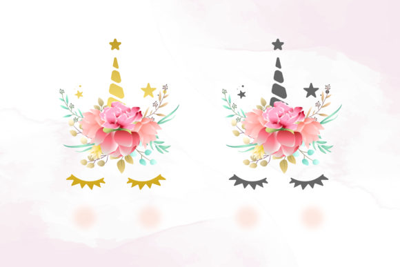 Unicorn Graphic with Flowers Leaves Design
