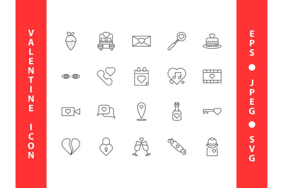 Valentine Icon Set 2 Line Style: A Versatile Design Asset for Creative Projects