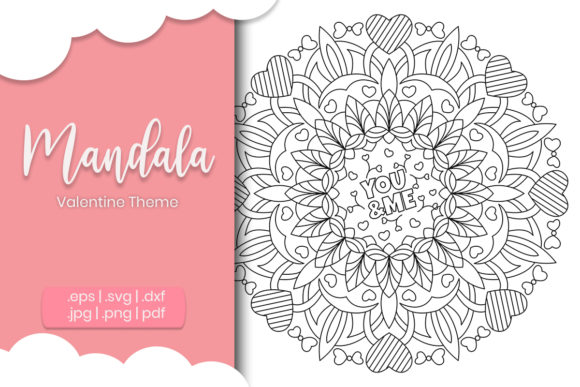 You and Me Valentine Day Mandala Design: A Versatile Digital Art Creation for All Occasions